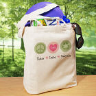 Peace Love Recycle Personalized Canvas Reusable Tote Bag